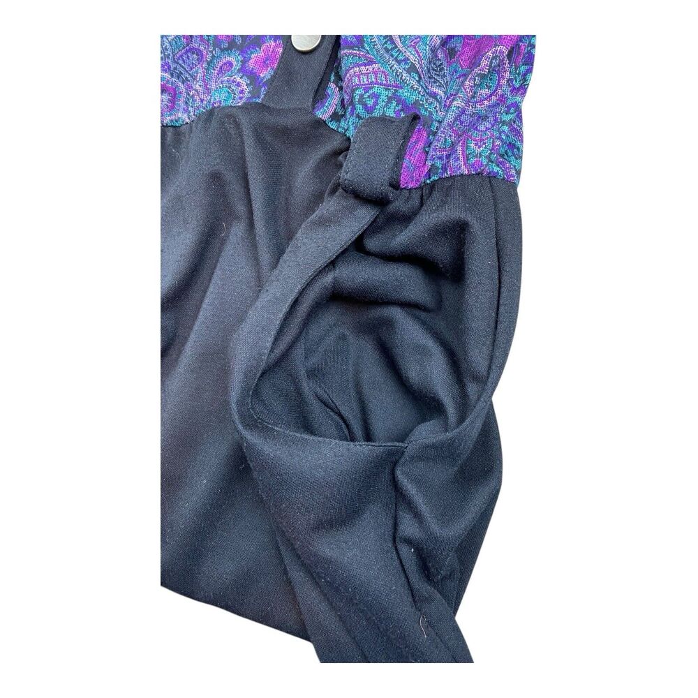 Vtg 90's Purple Paisley Floral Midi Dress Size 12 S/MED Retro Bold Buttons USA - Picture 2 of 11